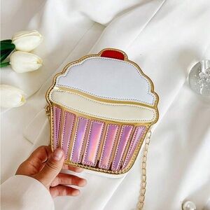 Cupcake Shaped Pink and White Bag